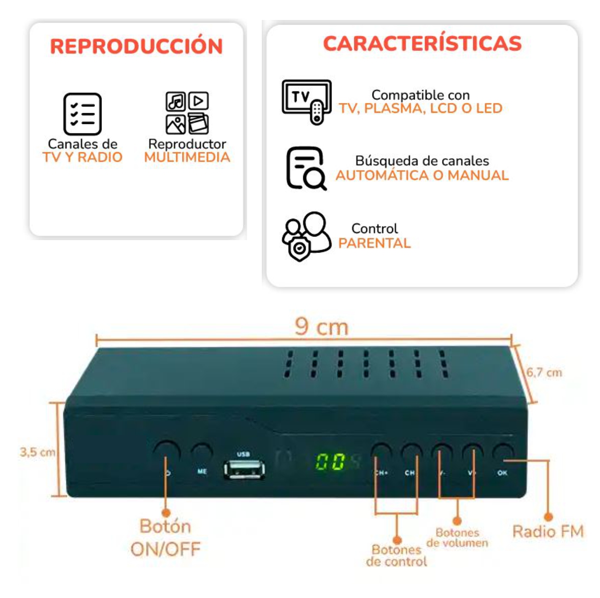 Miniatura 6 de Decodificador Para Tv Receptor TDT